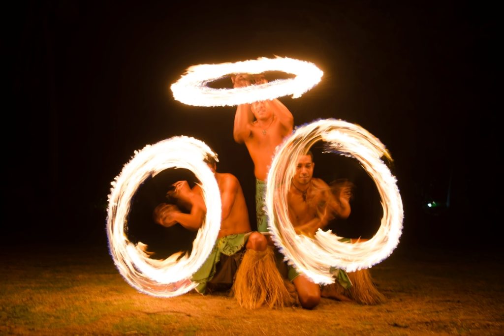 Fire dancing evening entertainment at Plantation Island Resort