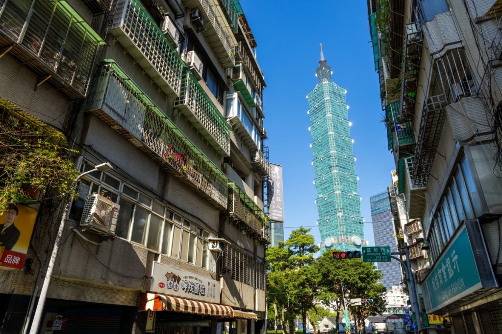 Taipei City downtown with Taipei 101 tower. Image leungchopan Shutterstock