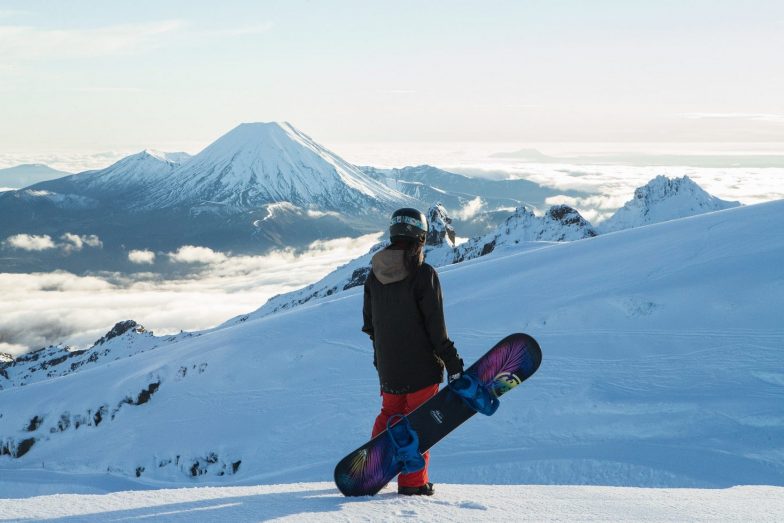 Snowboarder Whakapapa Ski Area Mt Ngauruahoe Winter