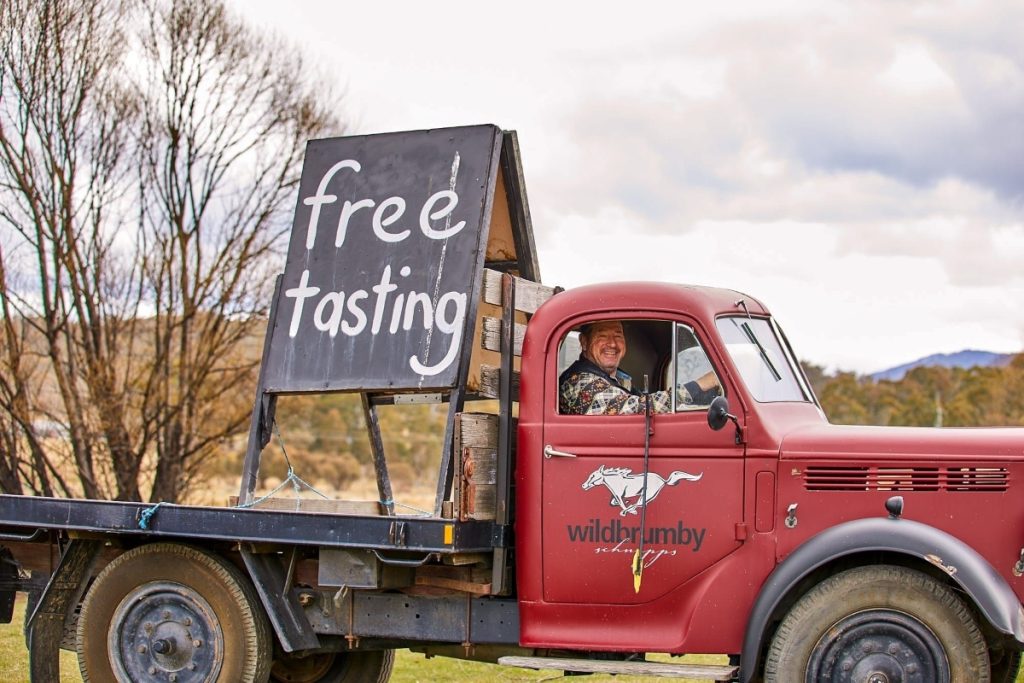 The Wildbrumby Distillery & Cafe is a boutique schnapps distillery on Alpine Way in the Thredbo Valley. Image Destination NSW
