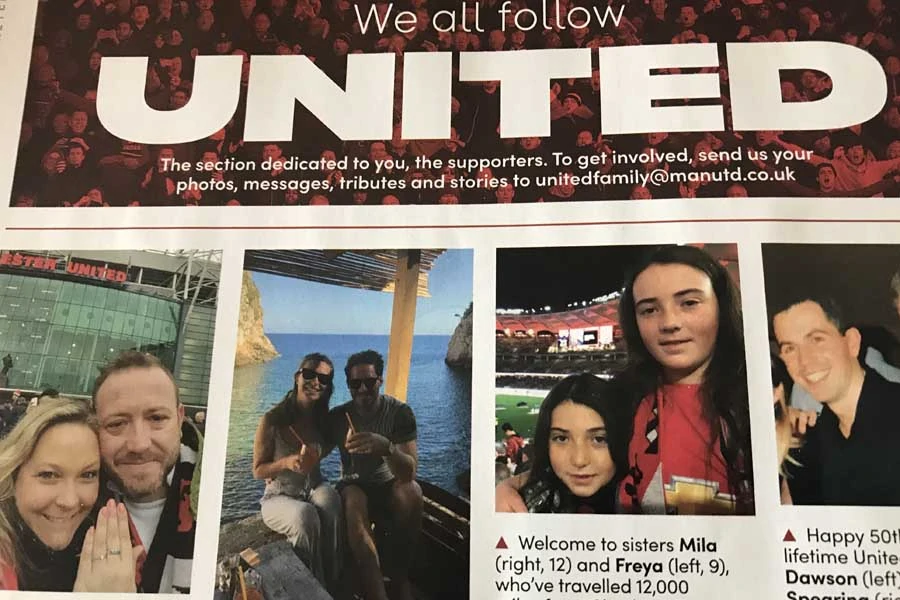 mila and freya in the manchester united program