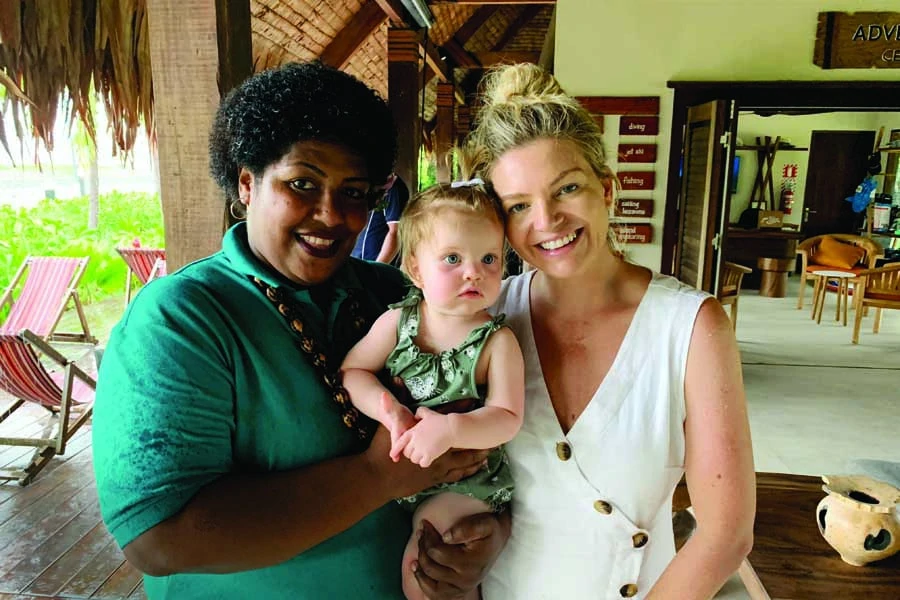 rebecca and ruby loved the friendly staff at their resort in fiji