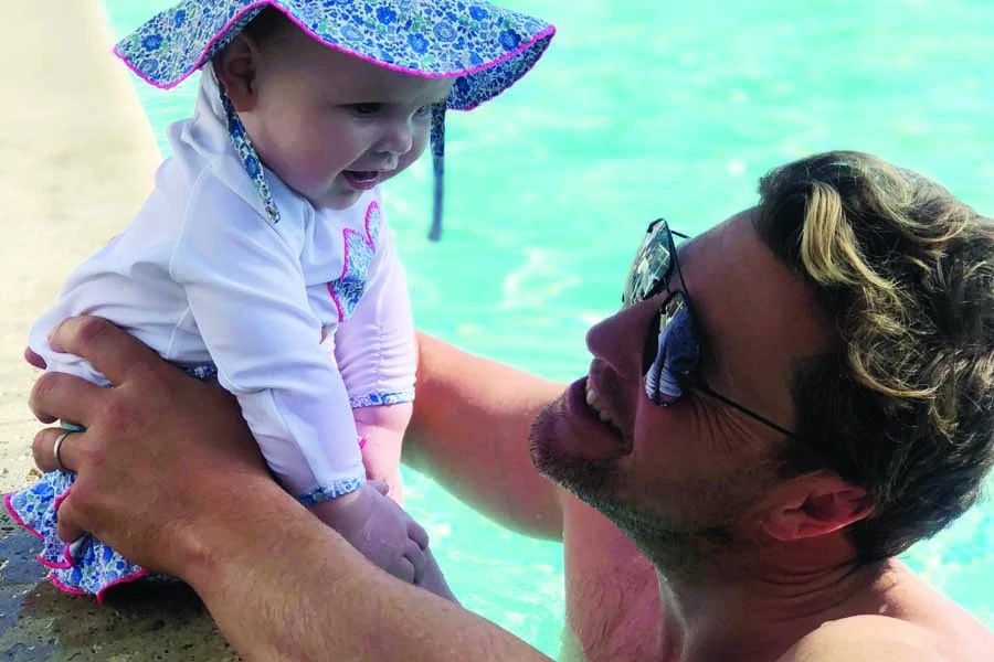 rubys first swim with daddy in la