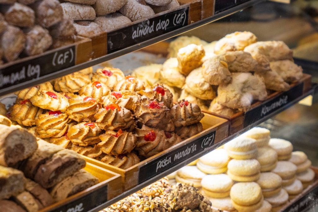 Baked goods on display at Bertoldo's Bakery in Griffith. Image Destination NSW