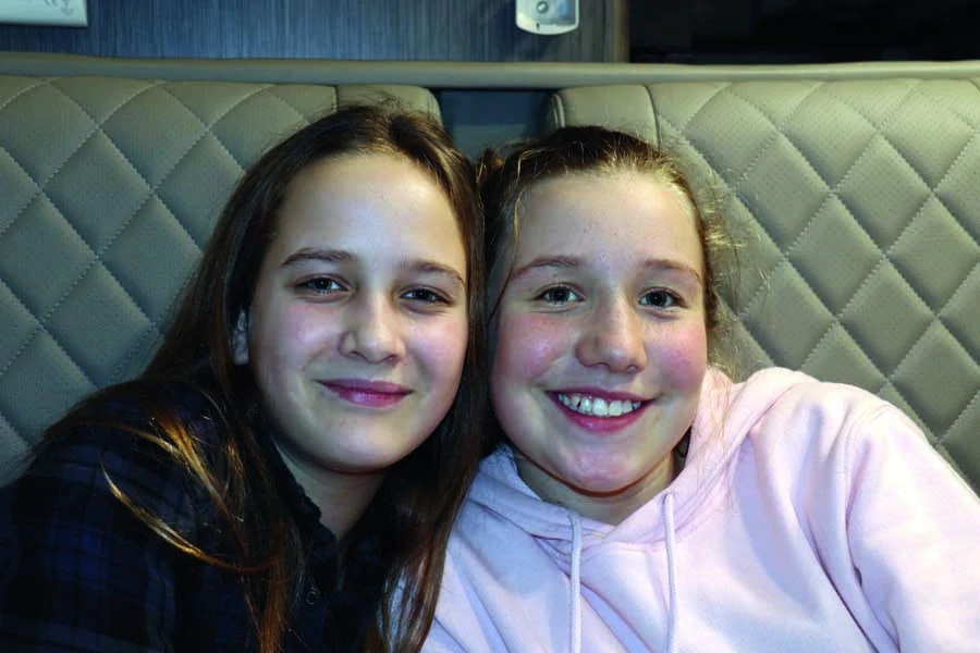 rose and jacqueline inside the van