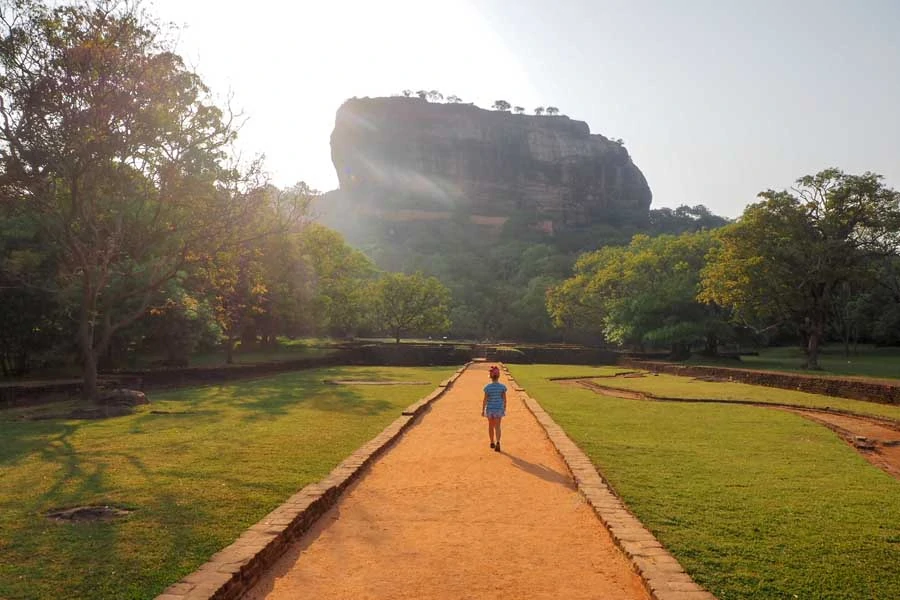 walking up to sigiriya the ancient rock fortress