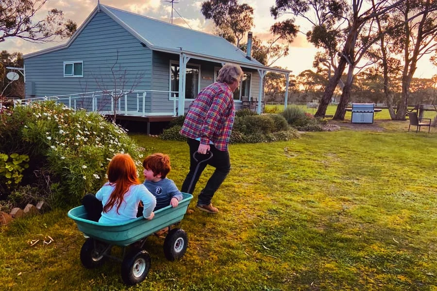 wheelbarrow rides with dad