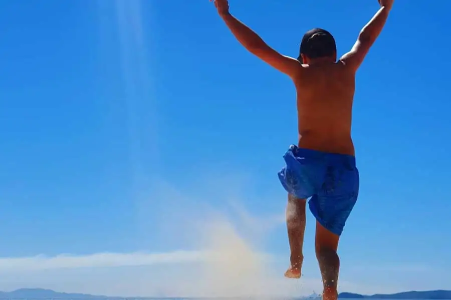 jumping for joy on great keppel island