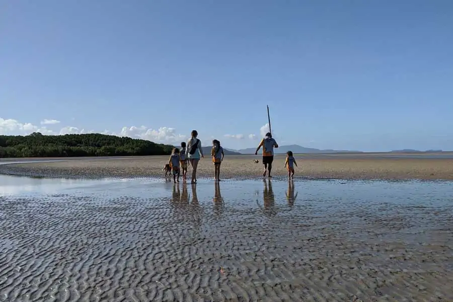 the family hunting for mud crabs