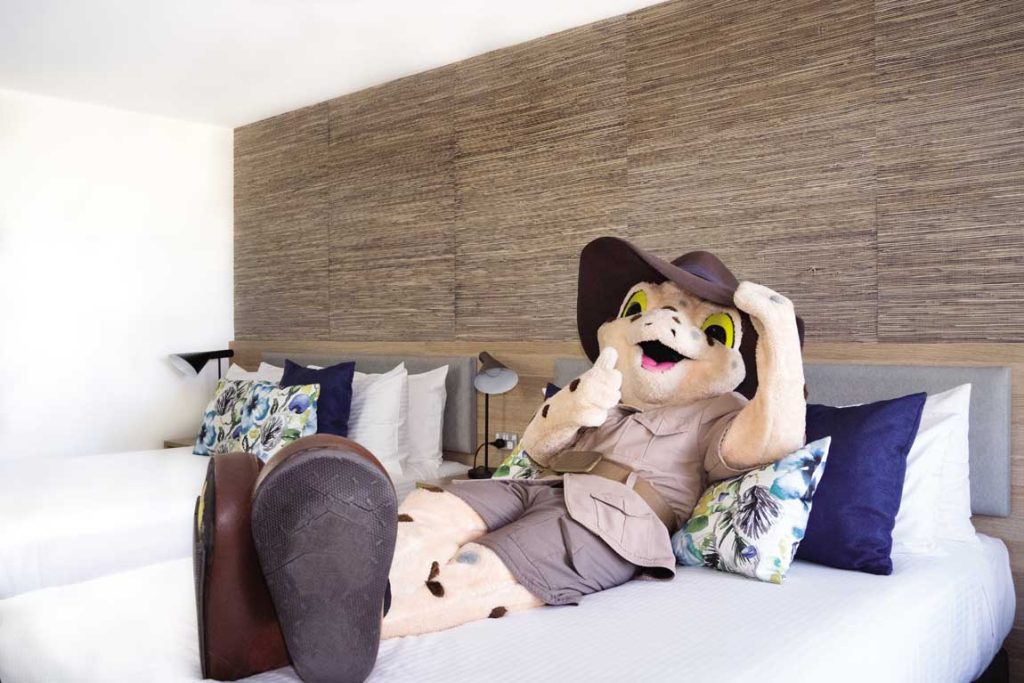 feature the dusty mascot inside one of the new rooms