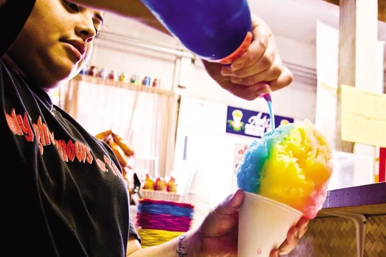 shave ice is a popular hawaiian trea. picture hawaiian tourism authority tor johnson