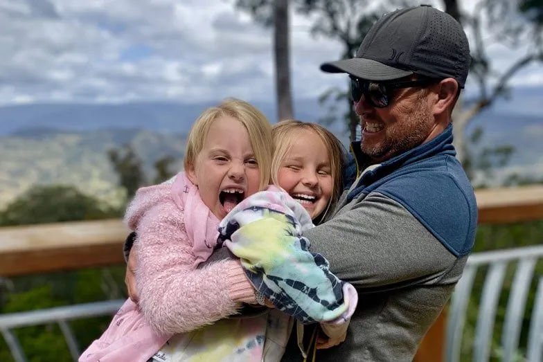 Dad and the girls at Thunderbolt Lookout. Image Hadassa Rorke