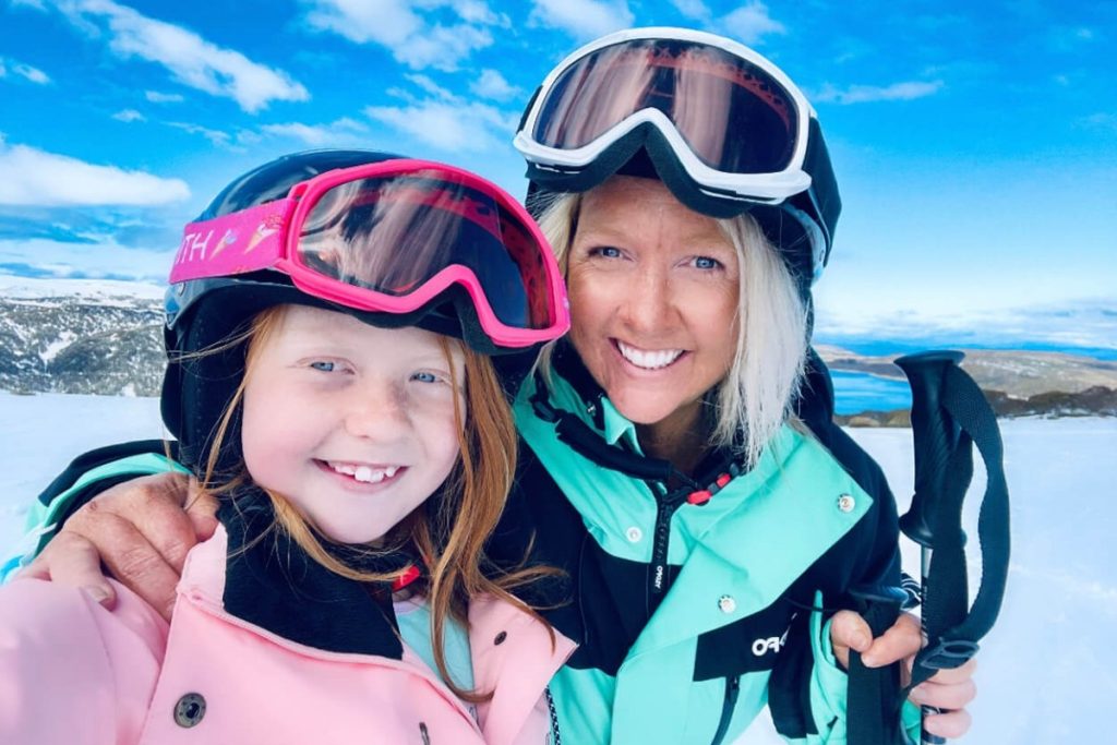 Meg and Daisy enjoy mum and daughter ski time at Falls Creek. Image Meg Law