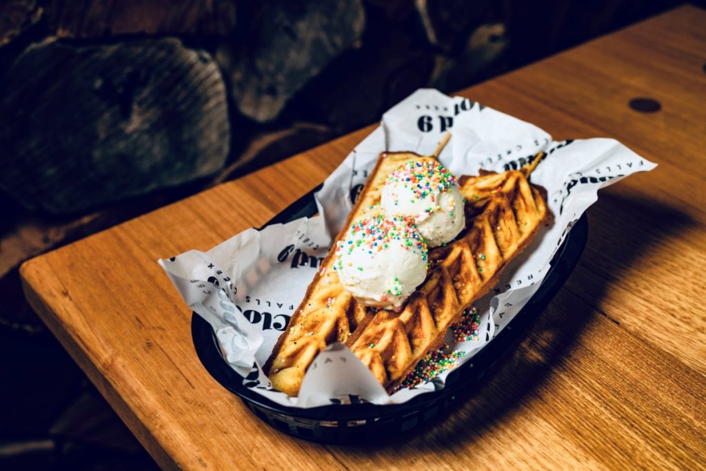 Waffles and ice cream from Cloud 9 restaurant at Falls Creek. Image Meg Law