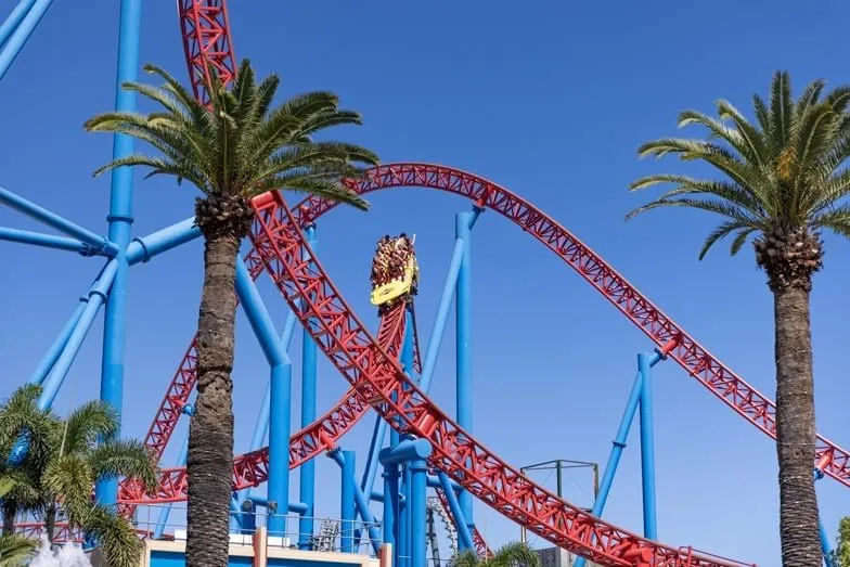 Get an adrenaline fix at Warner Bros Movie World on the Gold Coast. Image Tourism and Events Queensland