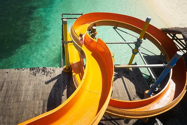 he waterslide playground on the jetty at Rawa Island Resort