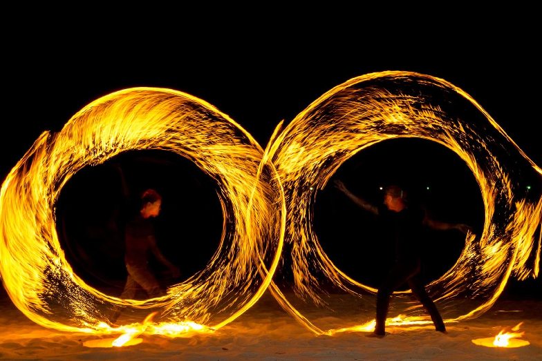 A fire twirling performance at Centara Villas Samui