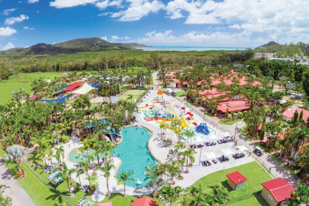 An aerial view of BIG4 Adventure Whitsunday Resort in Airlie Beach