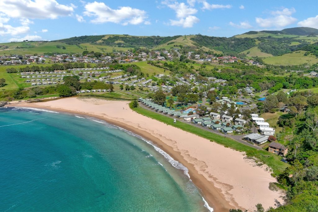 An aerial view of BIG4 Easts Beach Holiday Park in Kiama. Image NEG photography