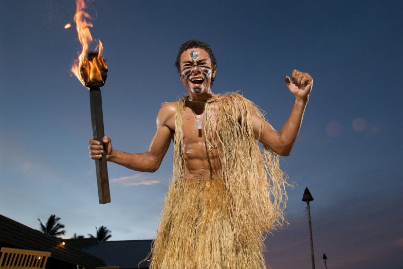 A Fijian warrior at Plantation Island Resort
