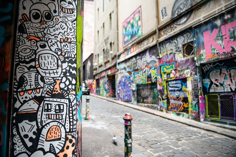 Street art on Hosier Lane in Melbourne. Image Visit Victoria