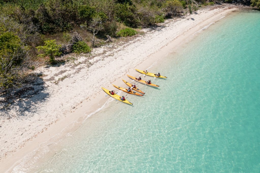 Family on a Salty Dog Sea Kayaking tour of the Whitsundays. Image Tourism Whitsundays
