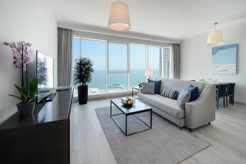 A suite at Centara West Bay Hotel Residences Doha