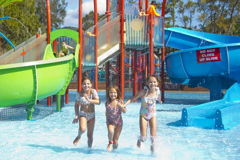 Girls enjoying the water park at BIG4 Easts Beach Holiday Park in Kiama