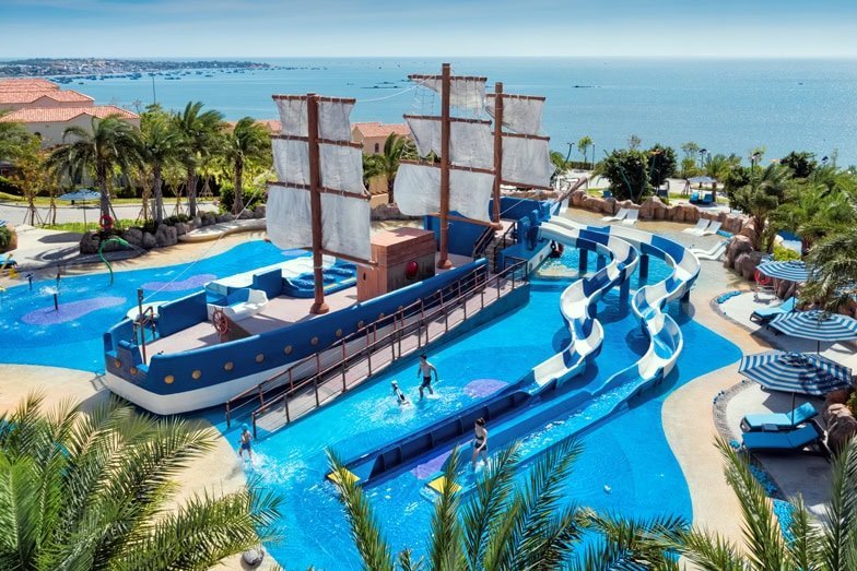 Race down the waterslides at Centara Mirage Resort Mui Ne in Vietnam