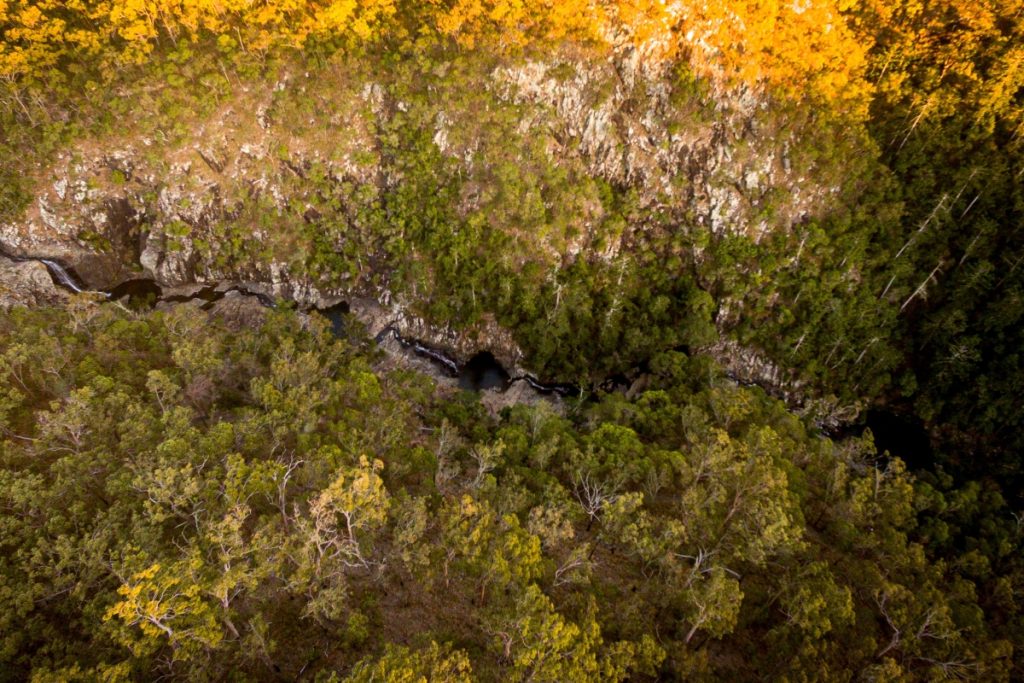 Aerial view of Cedar Creek Falls at Tamborine Mountain. Image Experience Gold Coast