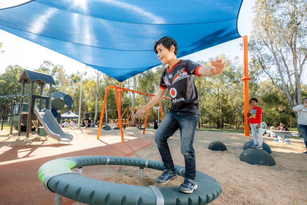 Children enjoy the sustainable playground at BIG4 Gold Coast Holiday Park
