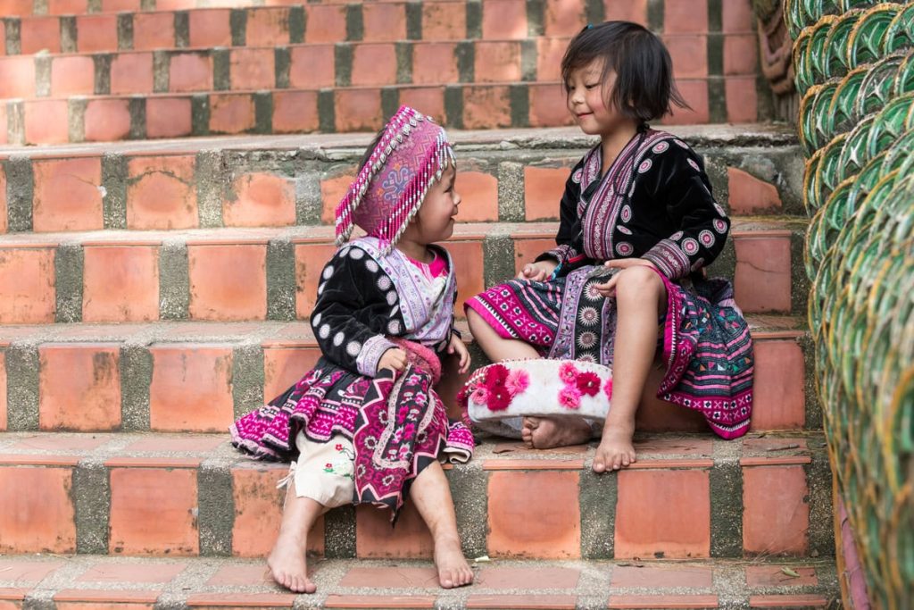 Children on the steps of Wat Doi Suthep in Chiang Mai